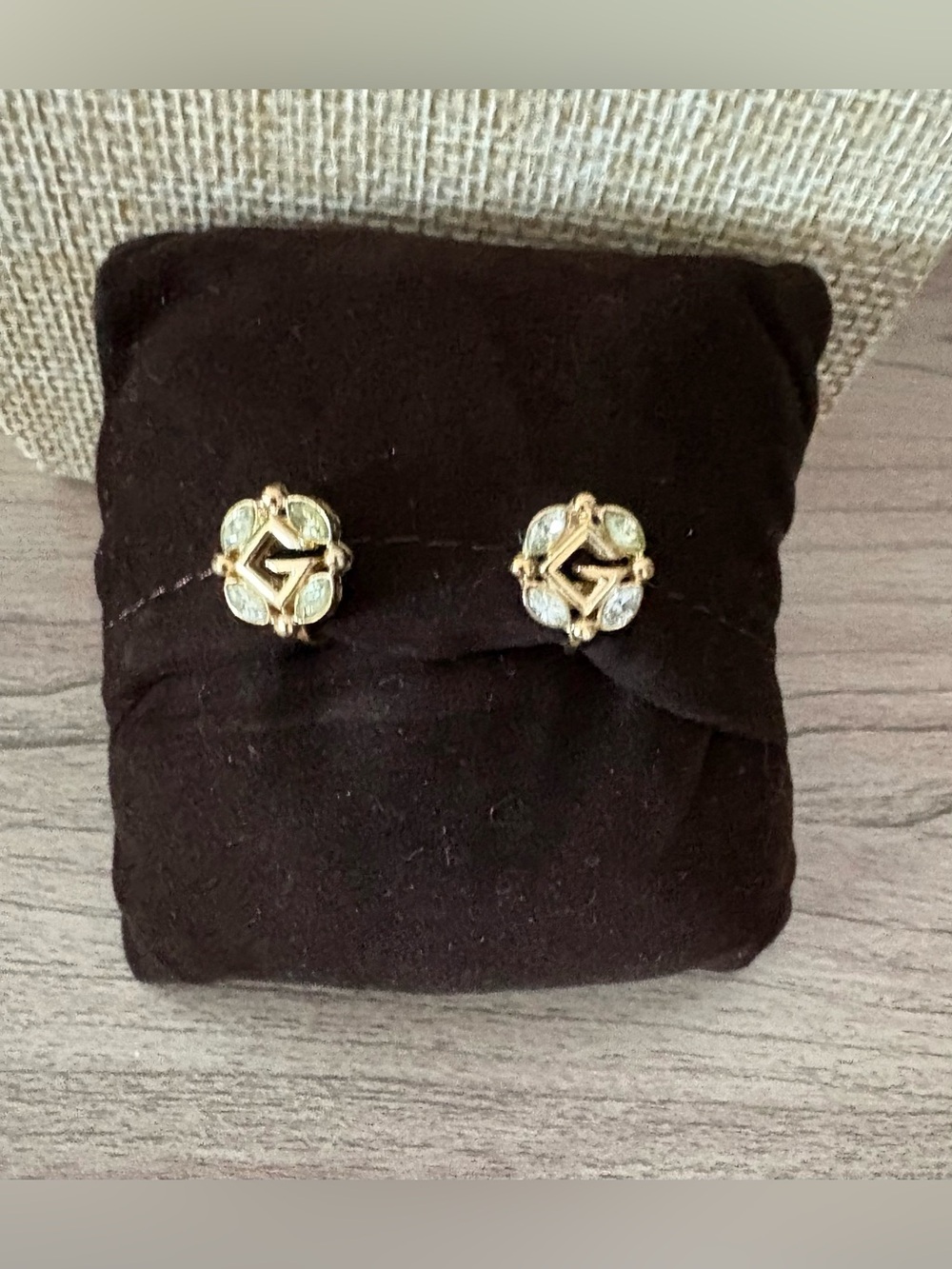 Givenchy vintage clip on Gold-Tone Floral Crystal Earrings - Women Jewelry